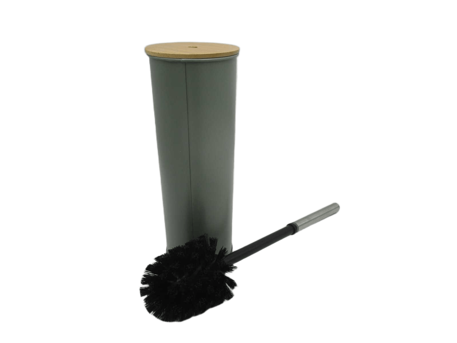 Toilet Brush Metal Bamboo Lid - Khaki