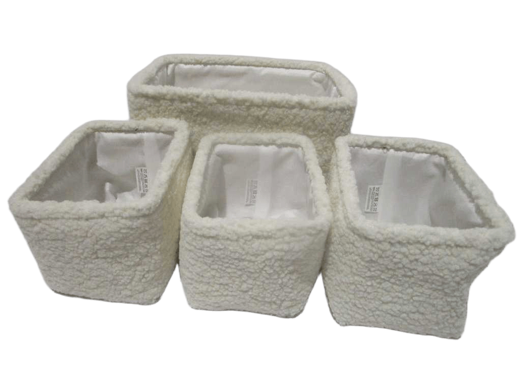 Basket Teddy Set Of 4 White