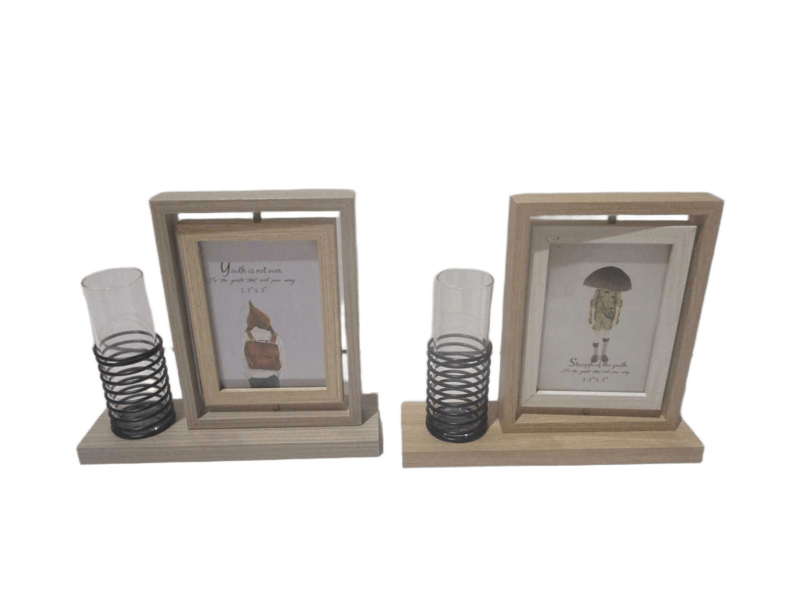Photo Frame Beige,gray With Glass Tube For Plant Mdf 3.5x5 (22x20)