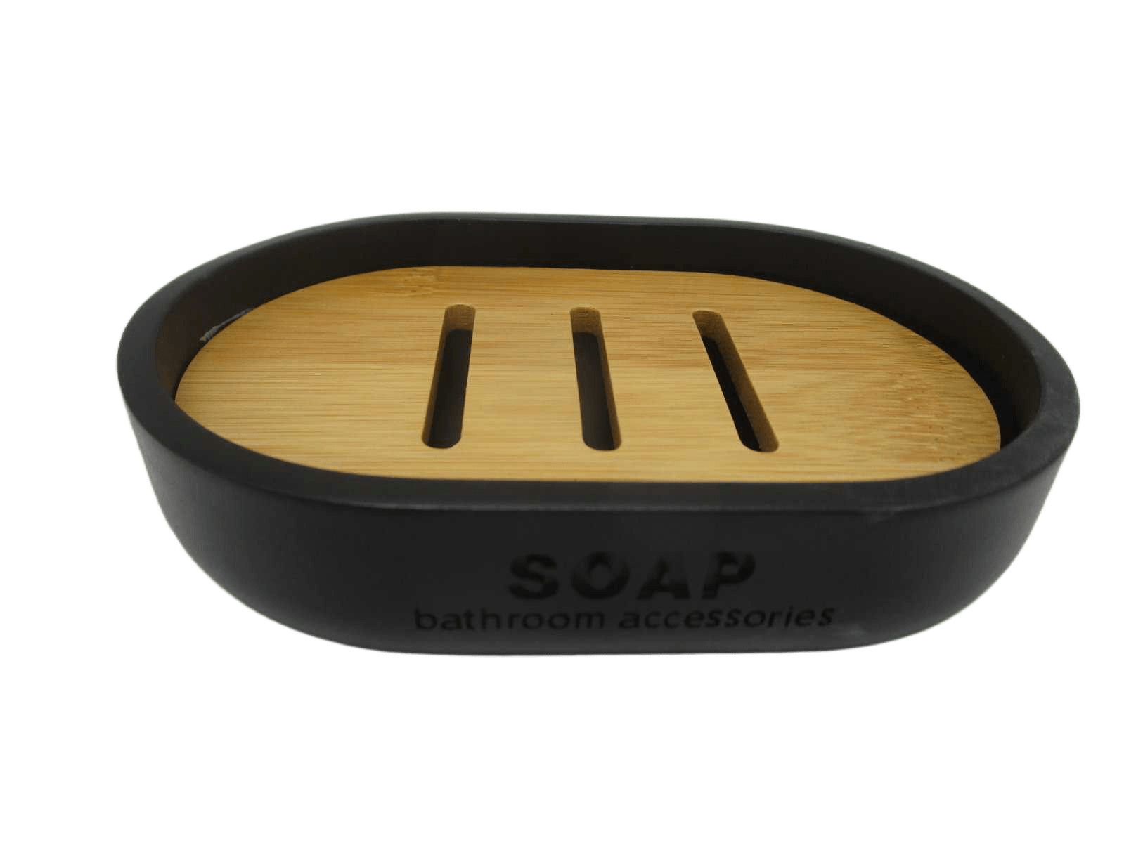 Soap Dish Polyresin - Black /Bamboo