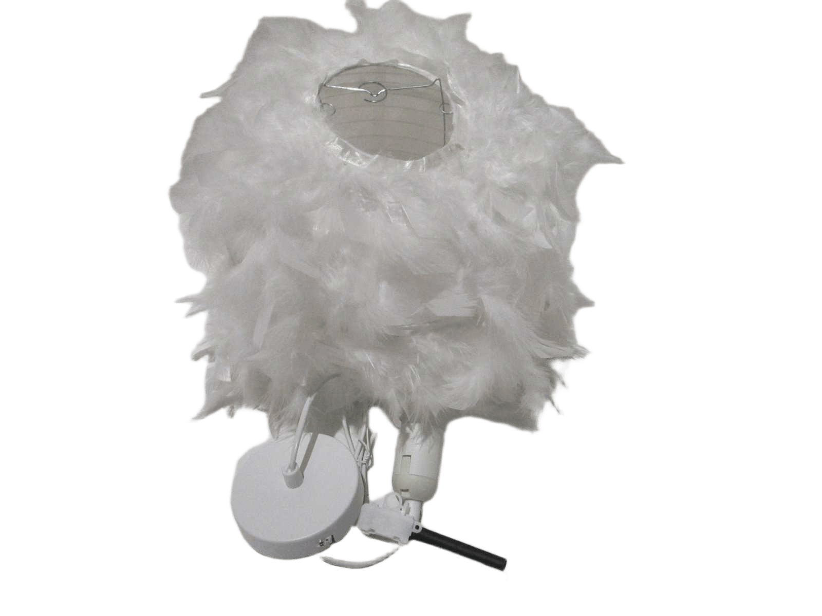 Winter Wht Feather Hang. Lamp