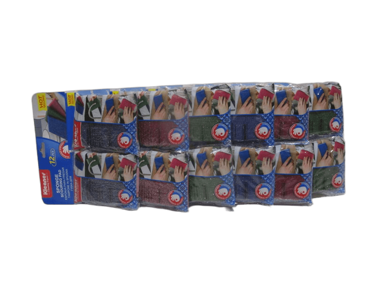 Sponge Scourer Size: 13.5*9.5*1.5cm 12pcs/Set Each Packed In One Opp Bag Paper Card Blue 1cl=