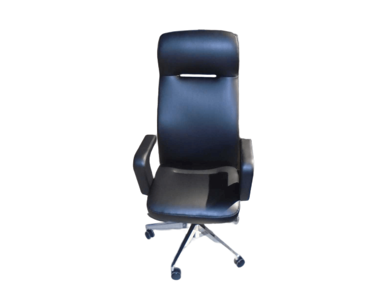 Office Chair High Back , Pu Armres With Ash Veneer, Synchronized Mechanism Aluminum Base 700mm Tuv Class4 Chrome Gas Lift +pu Castors Black Al503-3064w*65d*124-132h