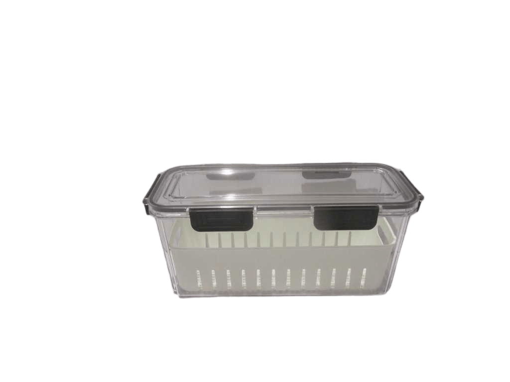 Fridge Storage Box Pet Transparent White/ Black Fridge Storage Box Pet Transparent Outside Wit Pp White Inside And 6 Closures - 35,5x13,5x14,5cm 4,3 L - Weight: 700 G