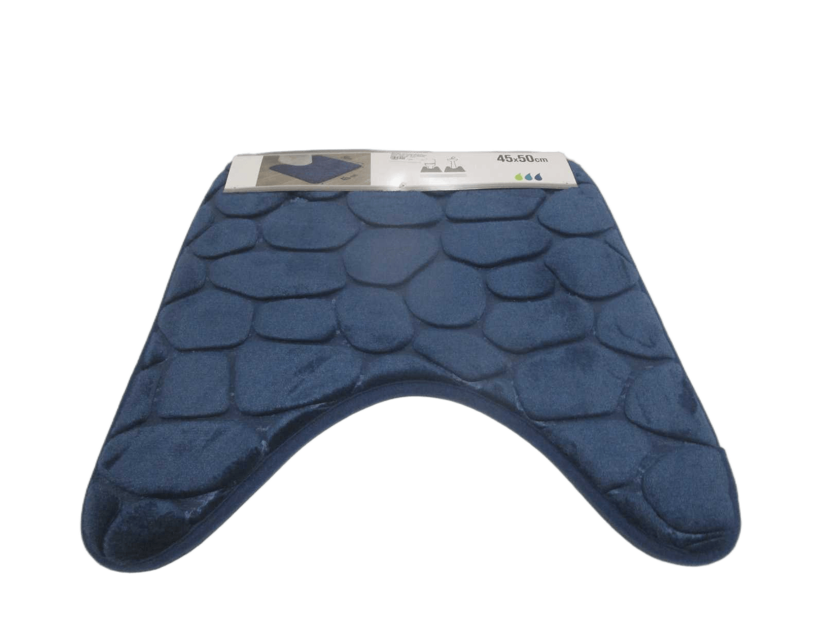 Bathmat Tapis Contour Wc Memoire De Forme Microfibre Galet 45x50 Cm - Bleu Marine