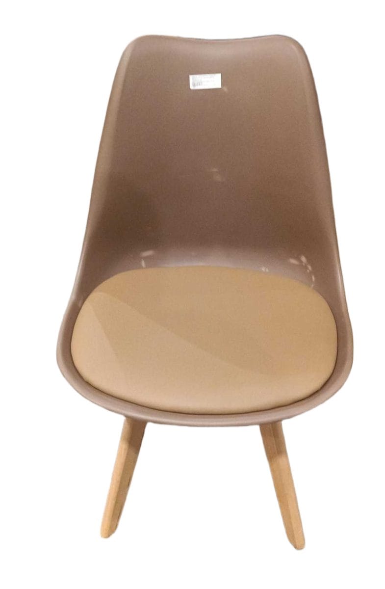 Dining Chair With Pu Cushion Brown Pp+pu+beach Wood 48x52x82 Cm