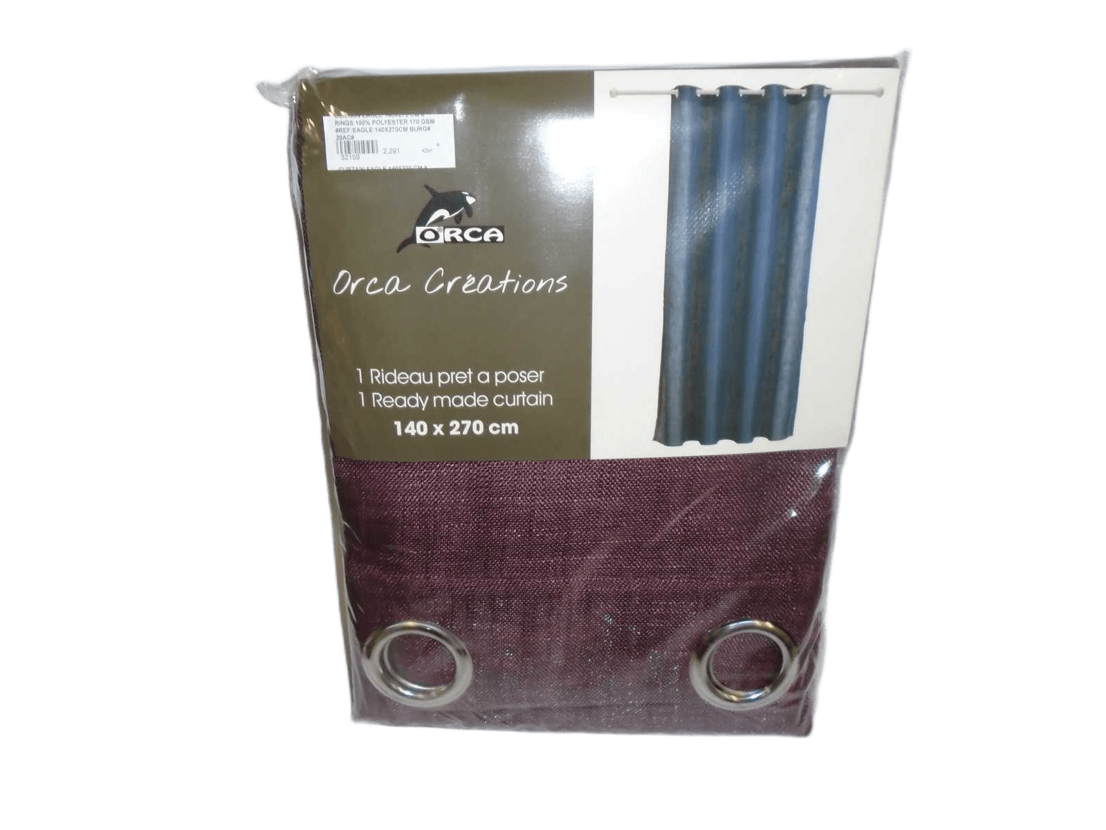 Curtain Eagle 140x270 Cm 8 Rings 100% Polyester 170 Gsm