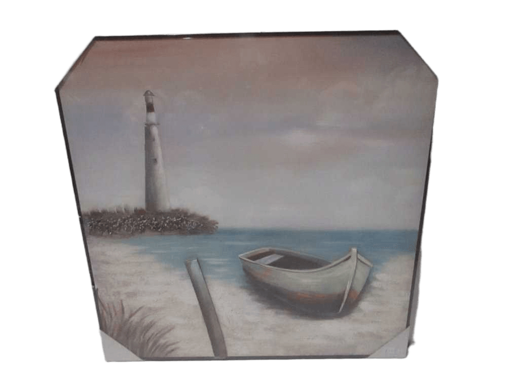 Painting 3d-Handmade Sea & Boat Ps Frame Black Packing Blister 100x100cm