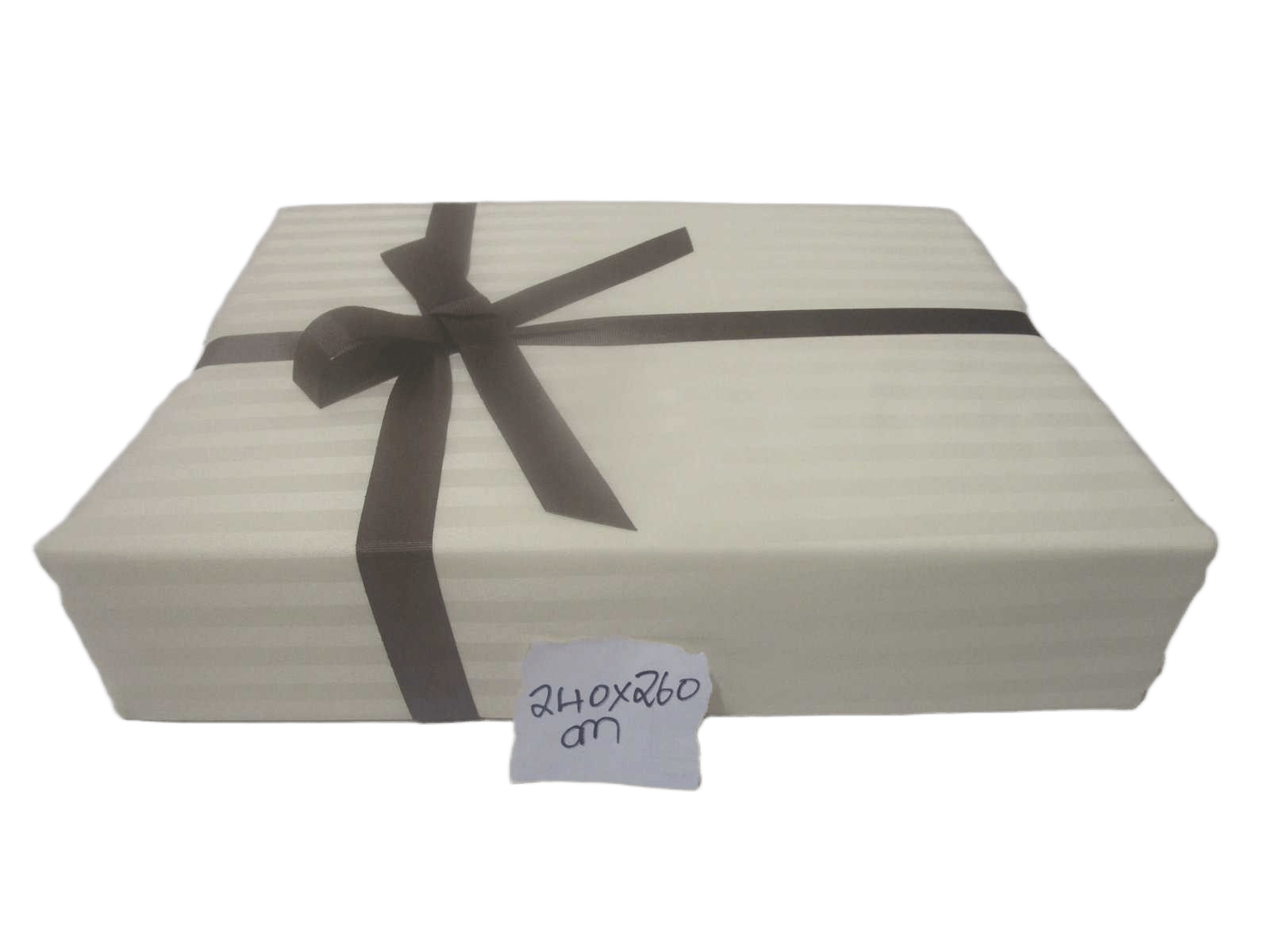 Quilt Cover Cream Set 4 Pcs 240x260cm, Fitted Sheet 180x200+25cm 2 Pillow Case 50x70cm+5cm 105gsm Polyester Stripe Design With Good Package Our Design Uni Col 002