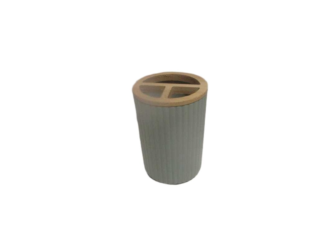 Tooth Brush Holder, Pp+bamboo 70g Green Dia 7.5*10.8