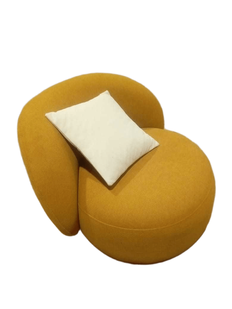 Armchair 85x90cm 1 Cushion White 13 Lepera - Mustard