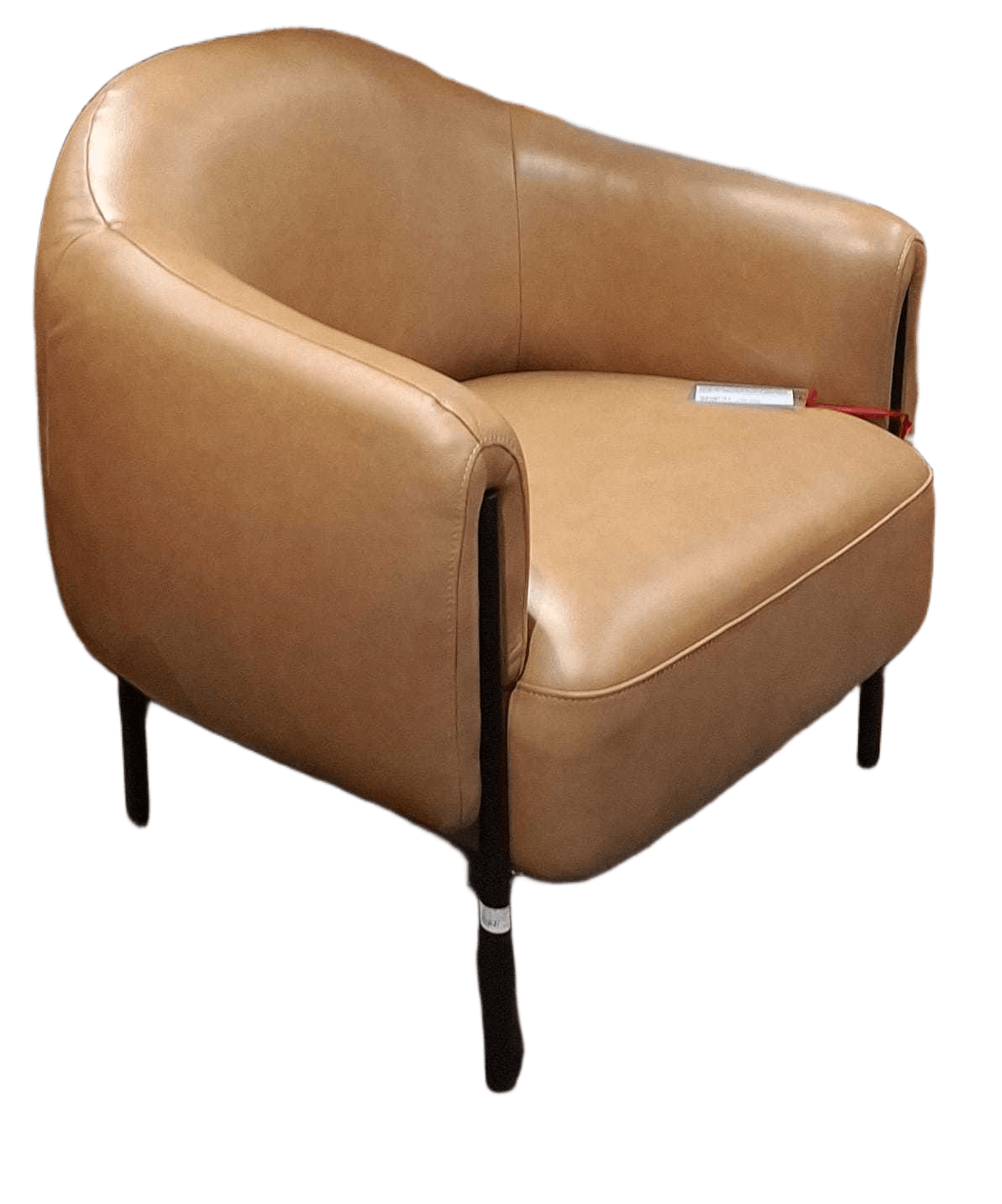 Armchair Leather Tan Semi Aniline Split Metal Legs Black 85x79x80 U528012