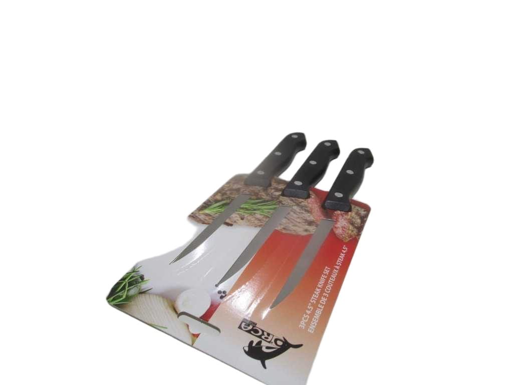 Steak Knife 3pcs 4.5'' Set Ss+pp Full Body Size:22cm Thickness:0.8mm