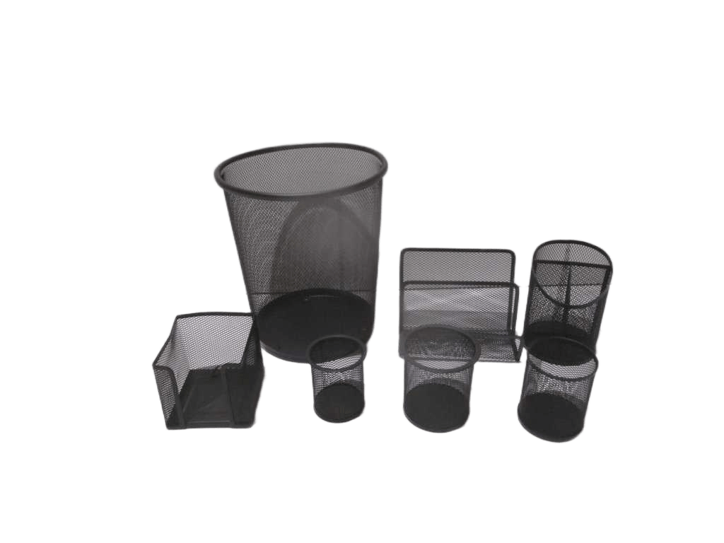 Stationary Set Of 7pcs 860g : X3 Pen Holders Different S+m+l +pen Holder X3 Saparators + Dustbin 9l + Letter Organizer + Note Holder Black 240*186*265mm