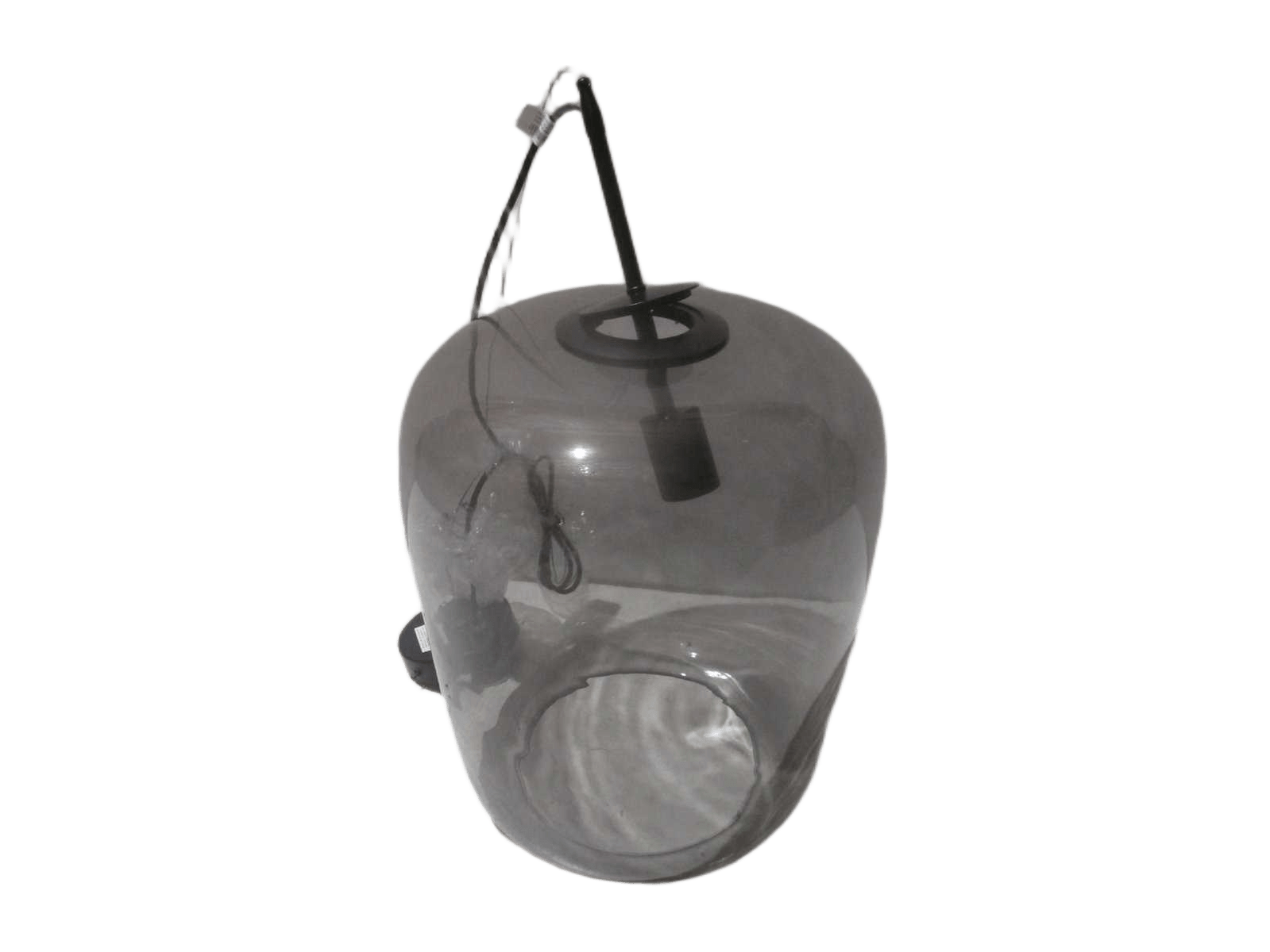 Pendant Lamp With Bulb T185 Grey+black Glass+metal D35*h160
