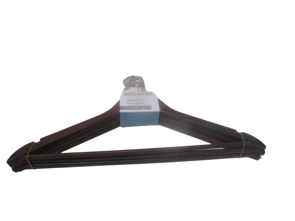 Hangers Clothes Set Of 3 Pcs A Grade Wooden With Round Bars. Each Set Packing With A Paper Sleeve. Orca Logo Brown-Matt 45x22cm 1.2cm