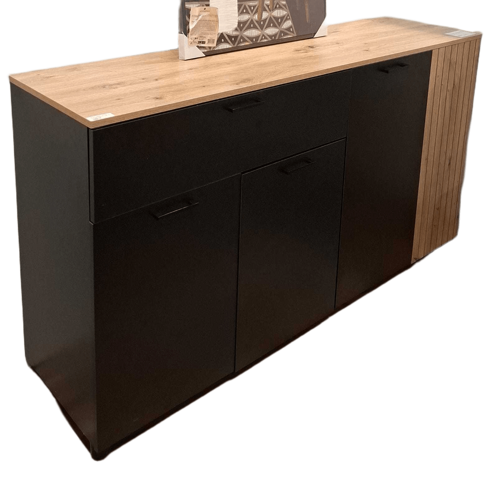Buffet 3 Doors 1 Drawer Black Wood 96272-1 + Oak 83038 150x40x83