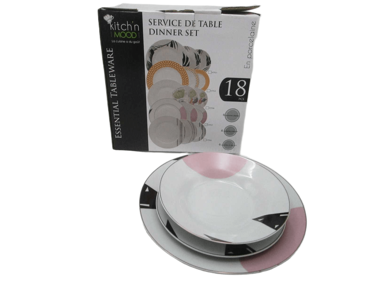 18pcs Round Dinner Setporcelain10.5"dinner Plate*6, 8"soup Plate*6, 8"dessert Plate*6