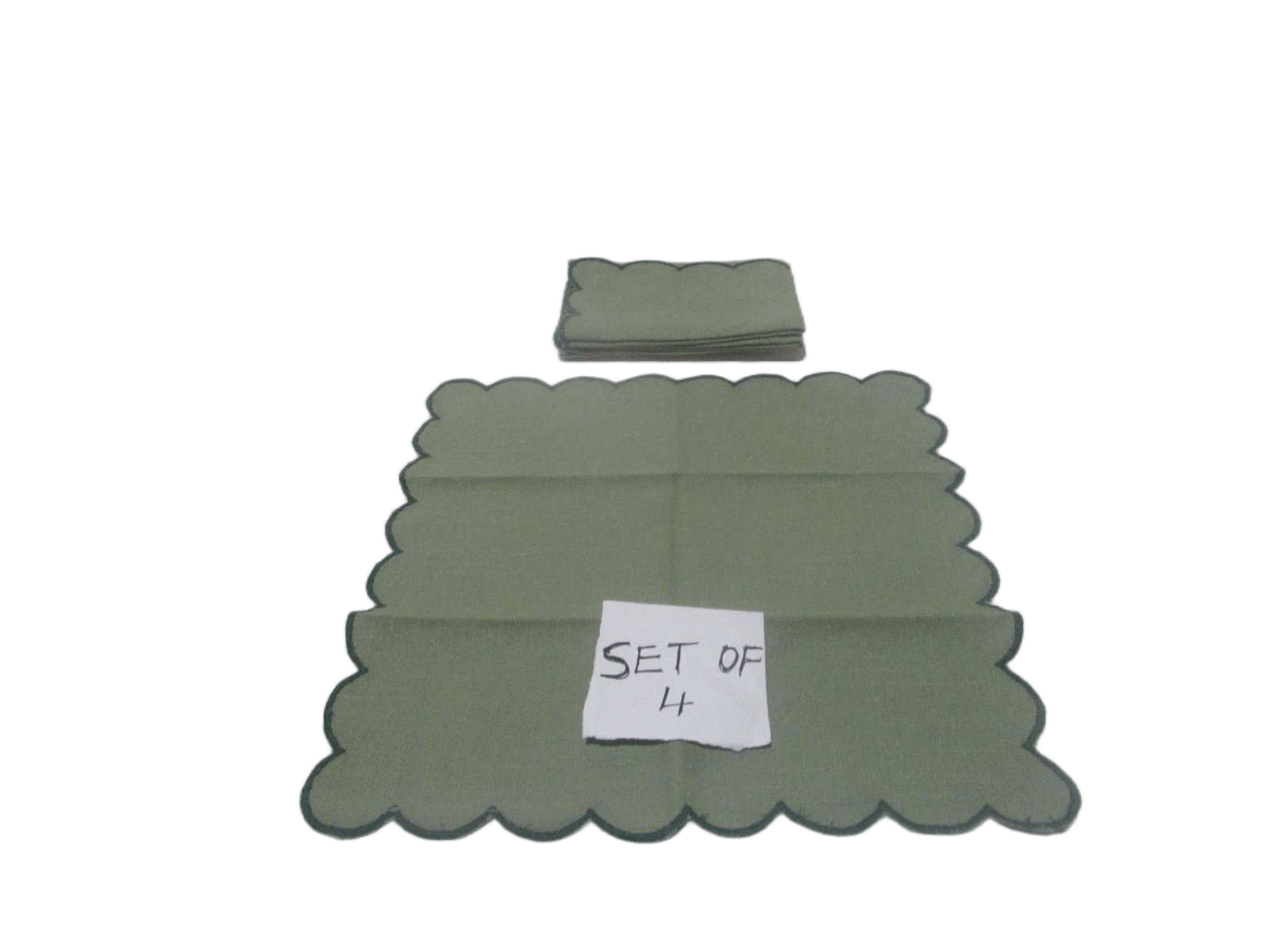 Set Of 4 Napkin 100% Cotton 220 Gsm With Embrodery 40x40 Gree