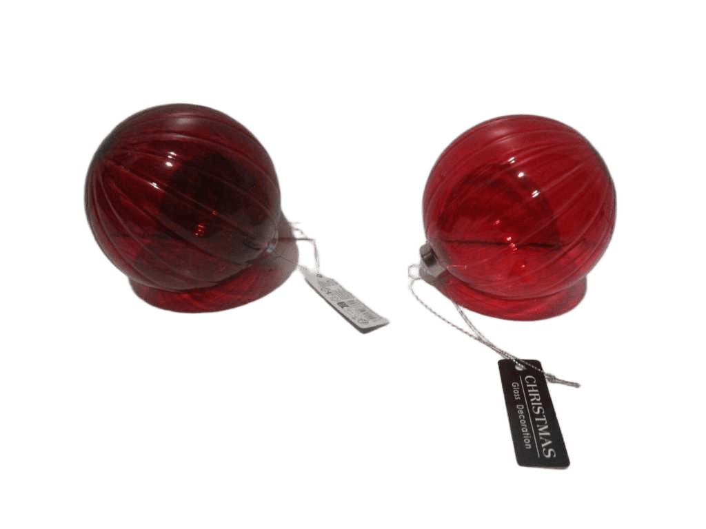 Ball Xmas Glass 10cm 2ass Red