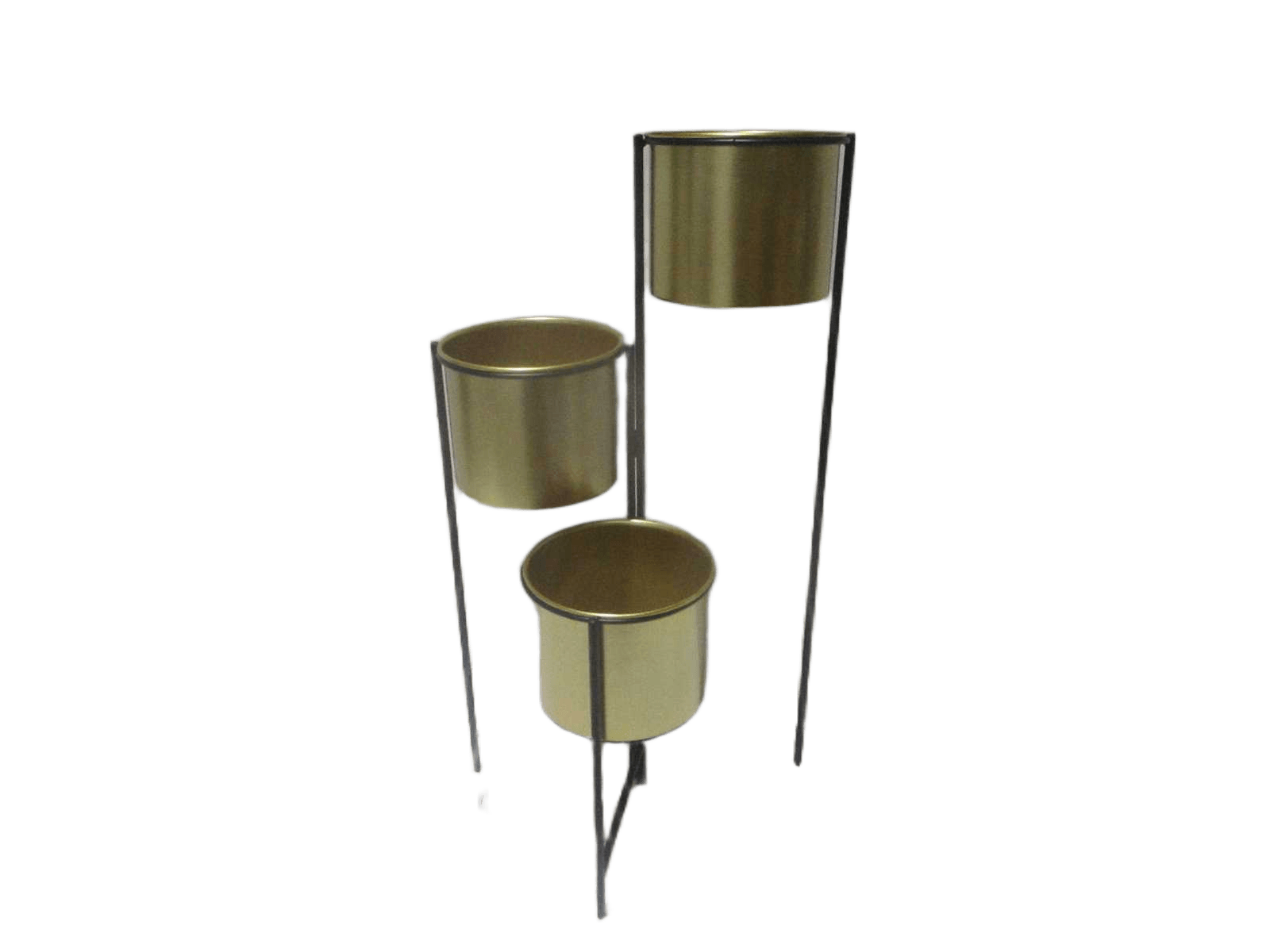Flower Shelf 3 Pot Metal Black Frme Gold Pot 45*45*80cm Kd