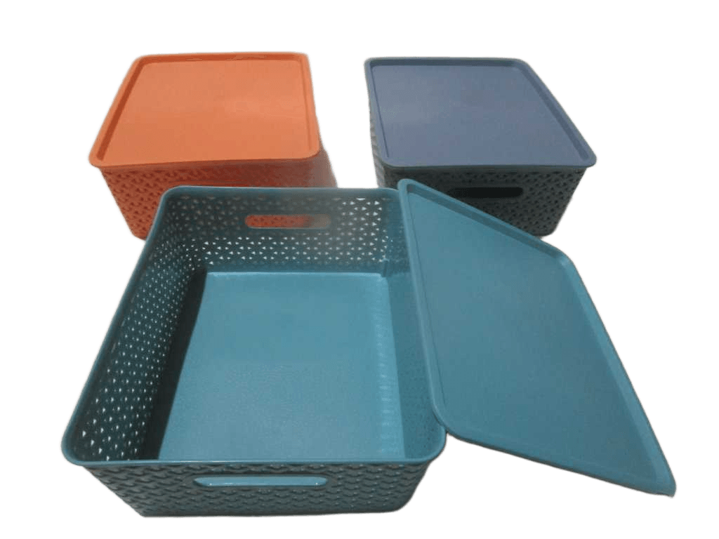 Storage Box With Cover With Handle Pp 523.7g Orange Blue \green 34.3x28x13.5
