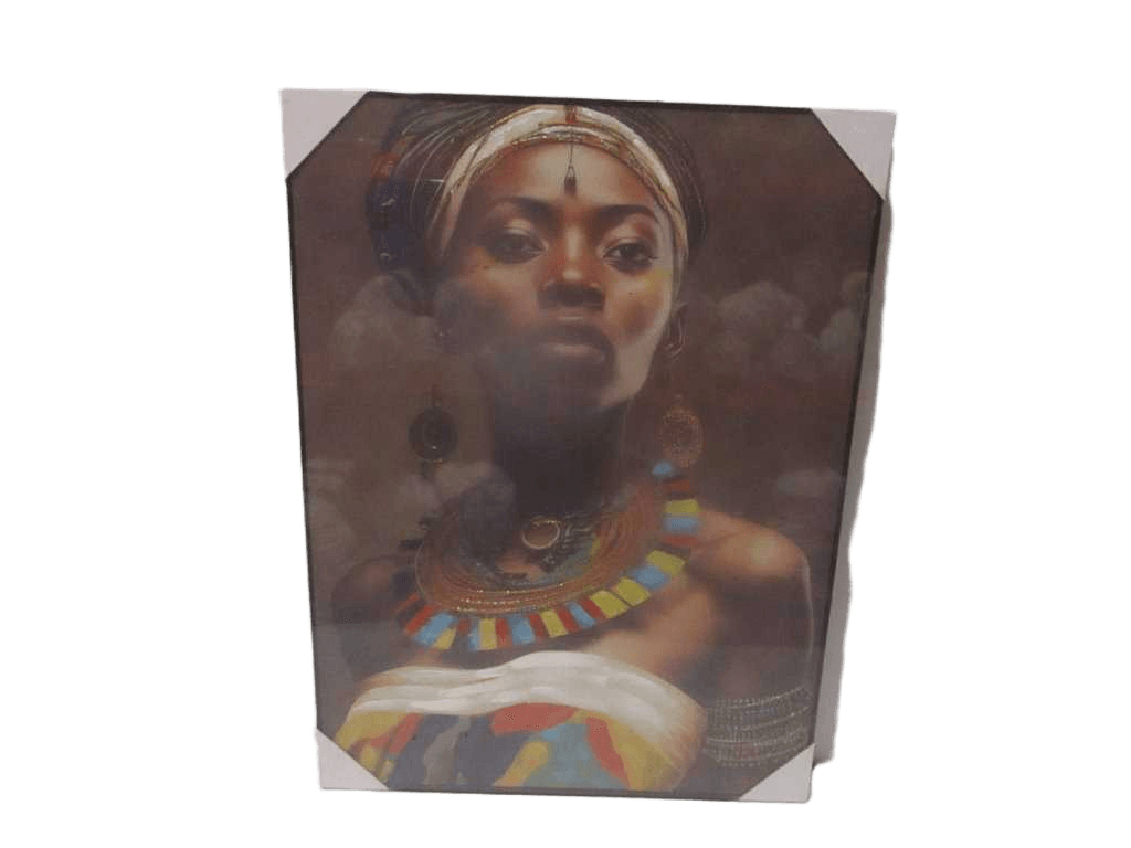 Painting 3d-Handmade African Wooman Ps Frame Black Packing Blister 90x120cm
