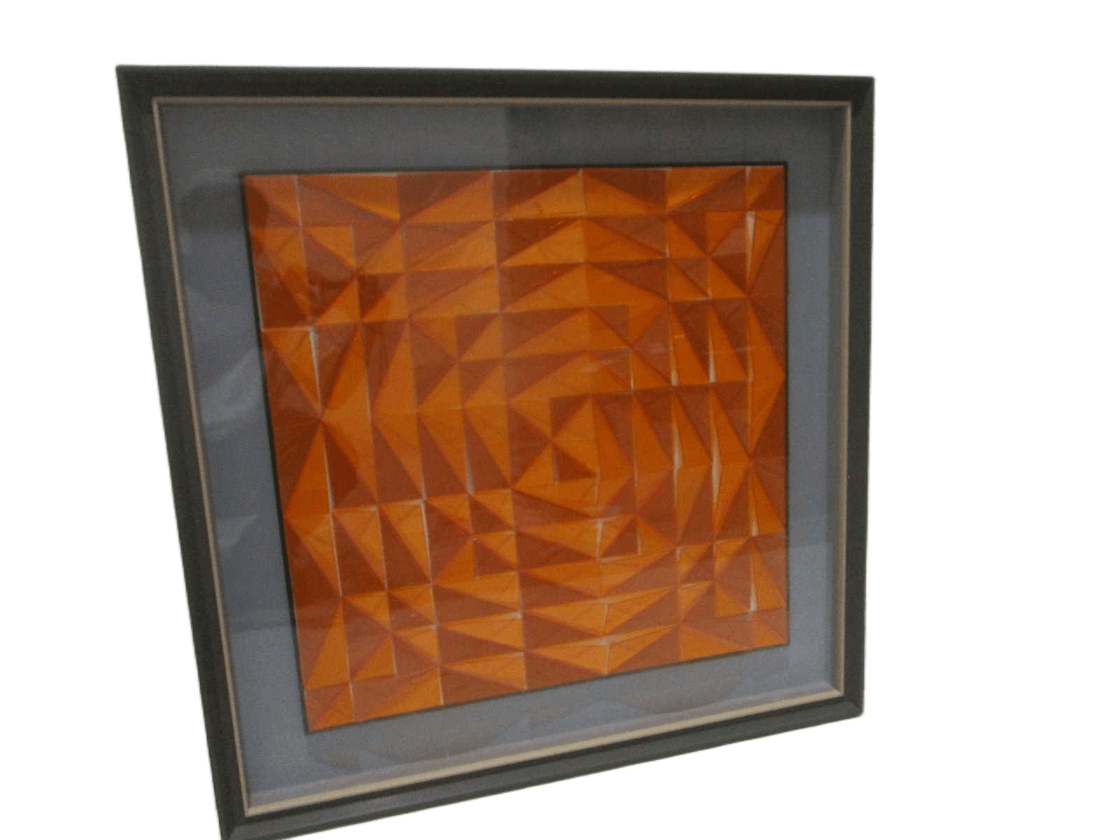 Painting 3d Mdf+pu+ps Frame+glass Cover Orange 80x80