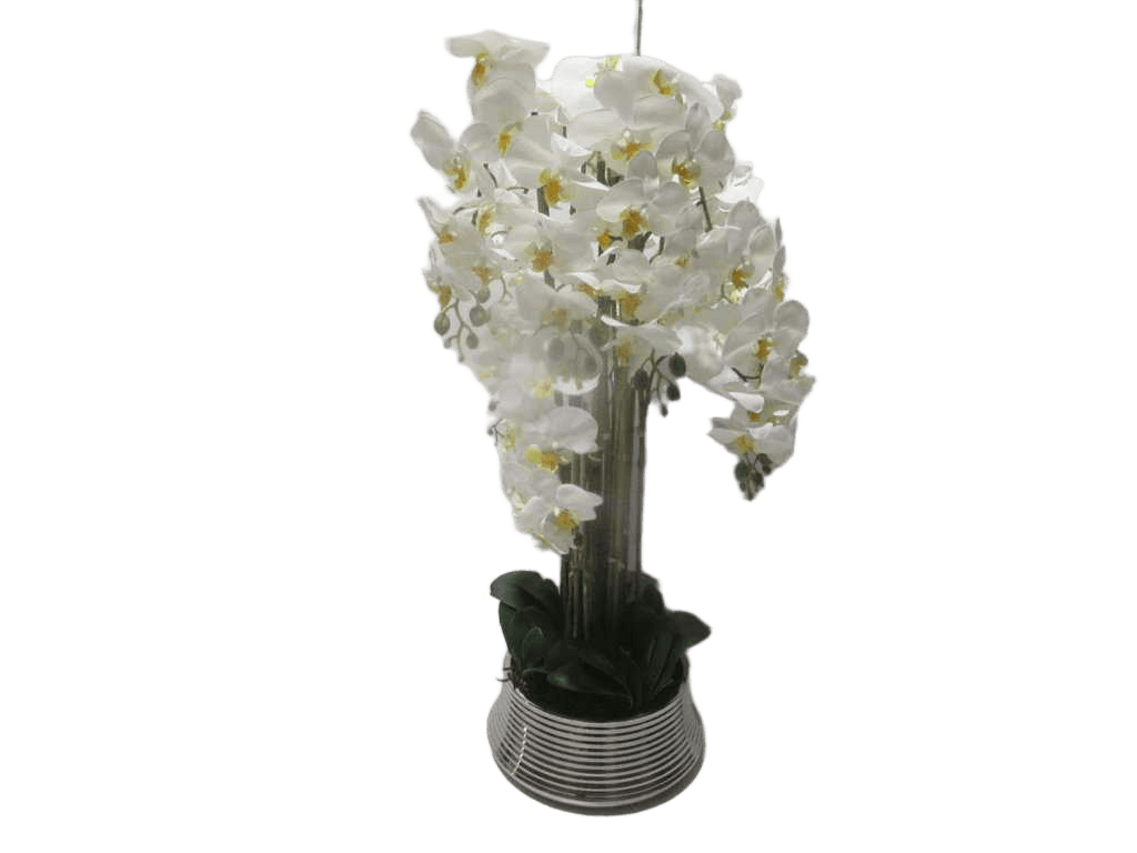 Vase Silver Orchid White Flowerd28x13x95