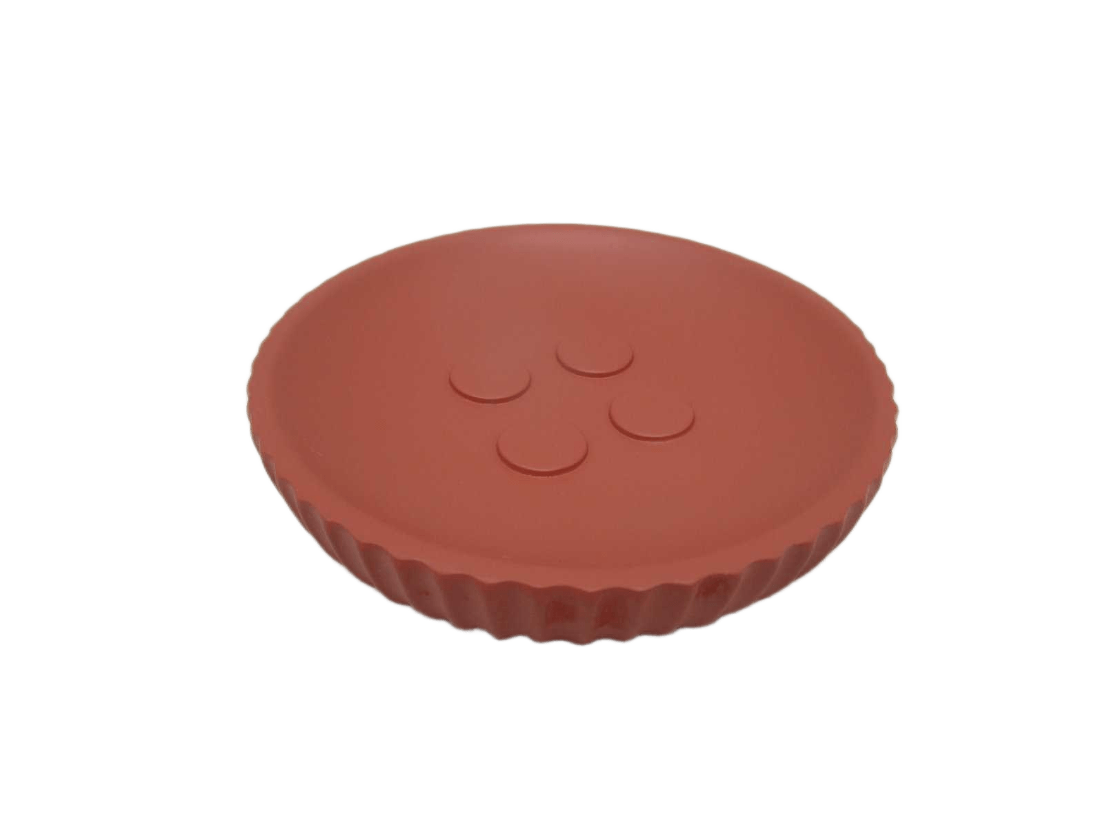 Soap Dish Striated Round Polyresin - Terracotta