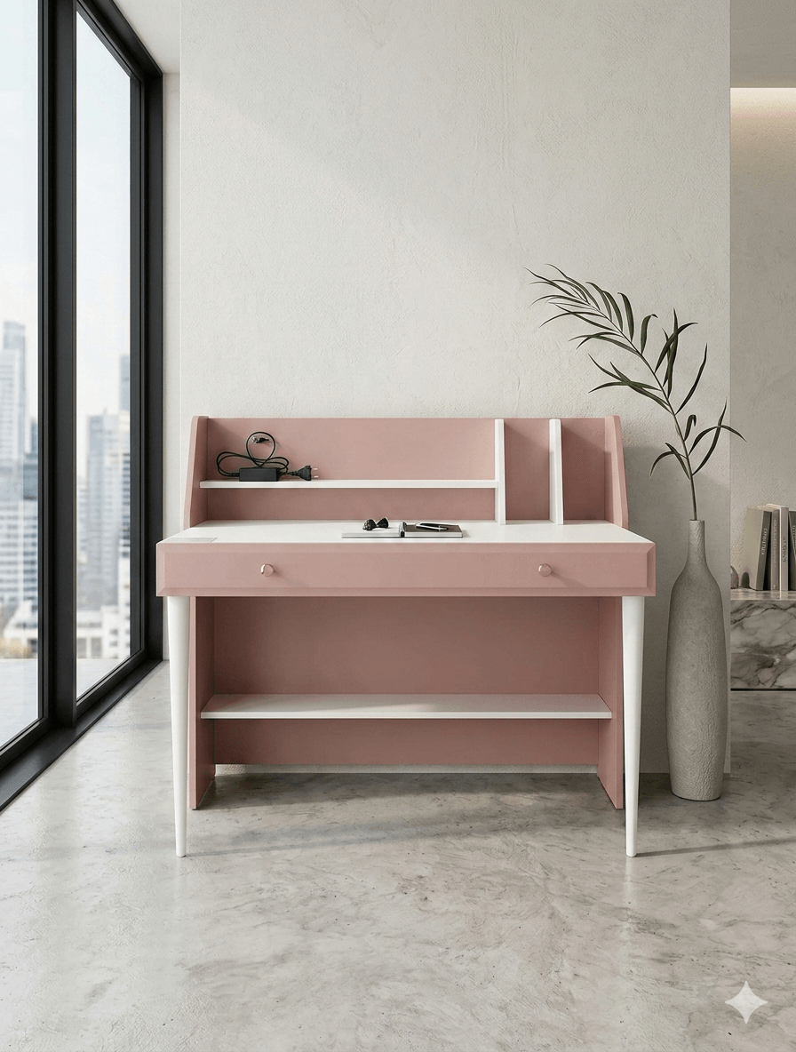 Study Desk Rose Upper (Without Chair) Somon / White 120x61x106cm