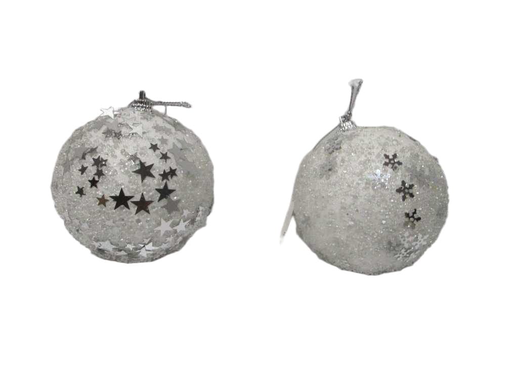 Ball Xmas 80mm Glitter White