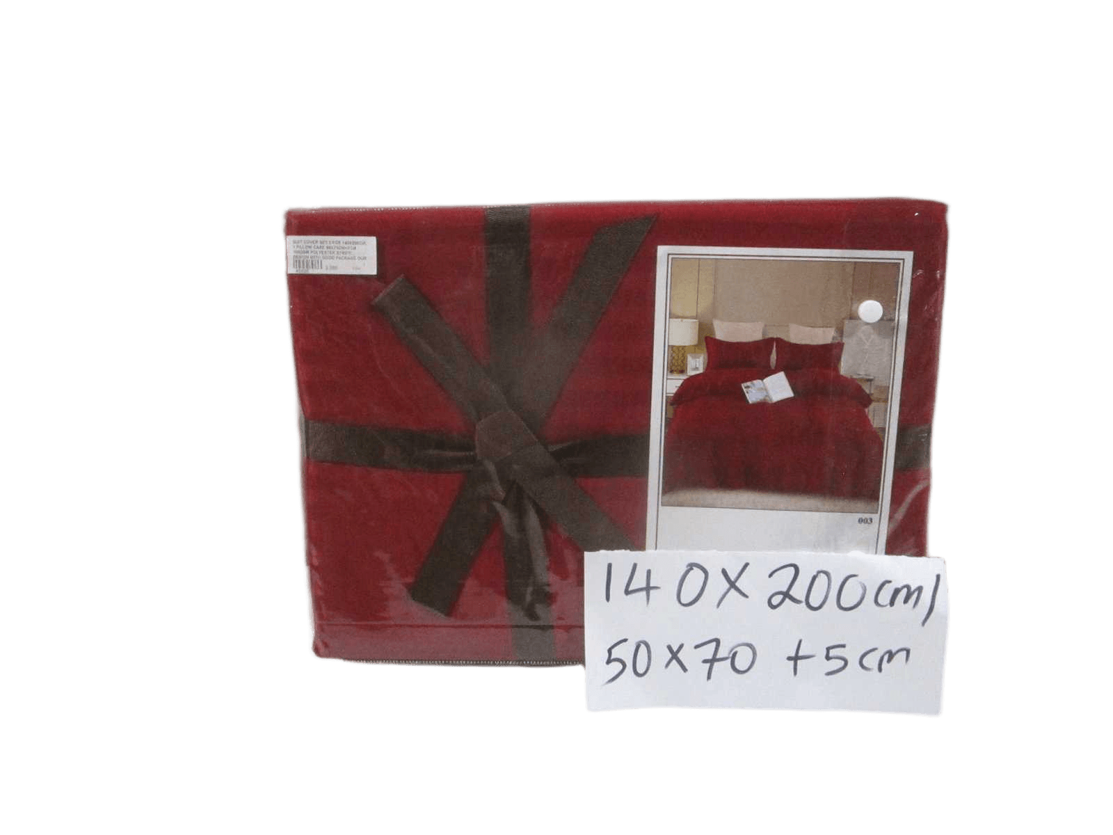 Quit Cover Set 2 Pcs 140x200cm, 1 Pillow Case 50x70cm+5cm 105gsm Polyester Stripe Design With Good Package Our Design Uni Col011 Bordeaux