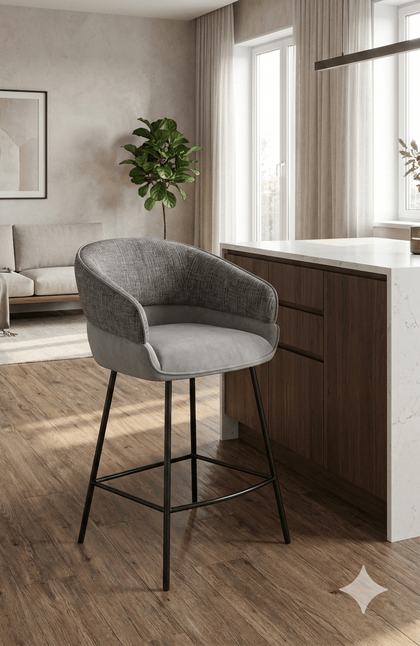Bar Chair, Fabric Iron Feet Horizon 90 Rd85036-4 Grey 540*560*890