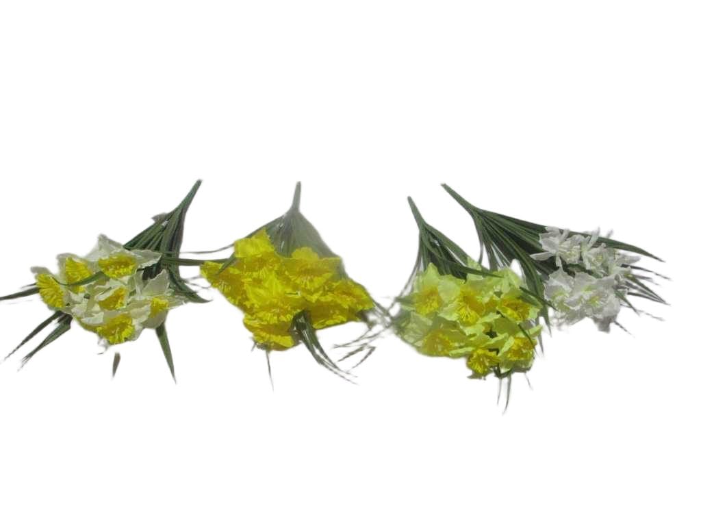 Artificial Narcissus Bouquet, 12 Heads Fabric '1 White 2 All Yellow 3 Yellow+white 5 2-Tone Yellow '36cm