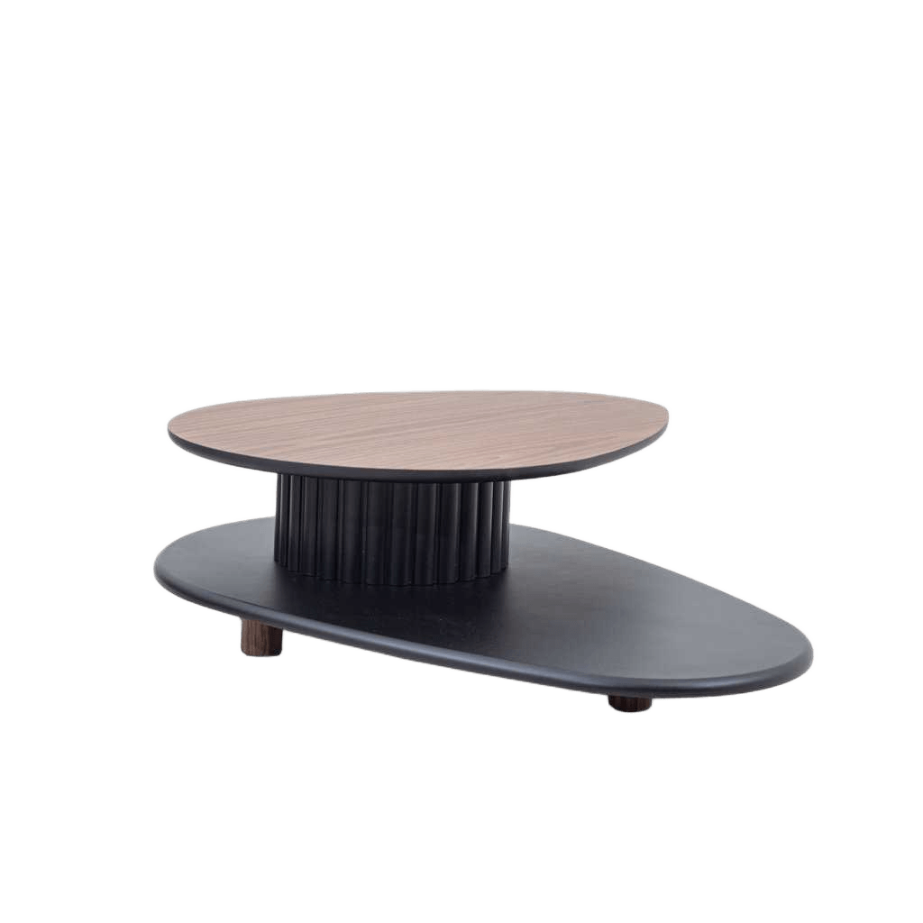 Coffee Table Mdf Veneered Walnut / Black 130x85x36cm
