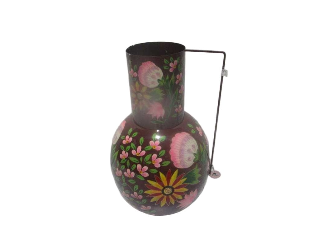 Vase 100% Iron Shinny And Painting Burgundy