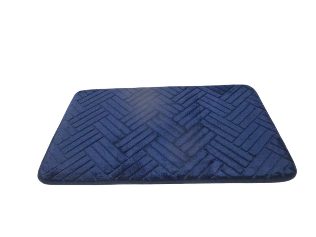 Bathroom Mat Design Rectangular , Polyster 1cm Dark Blue 50x80