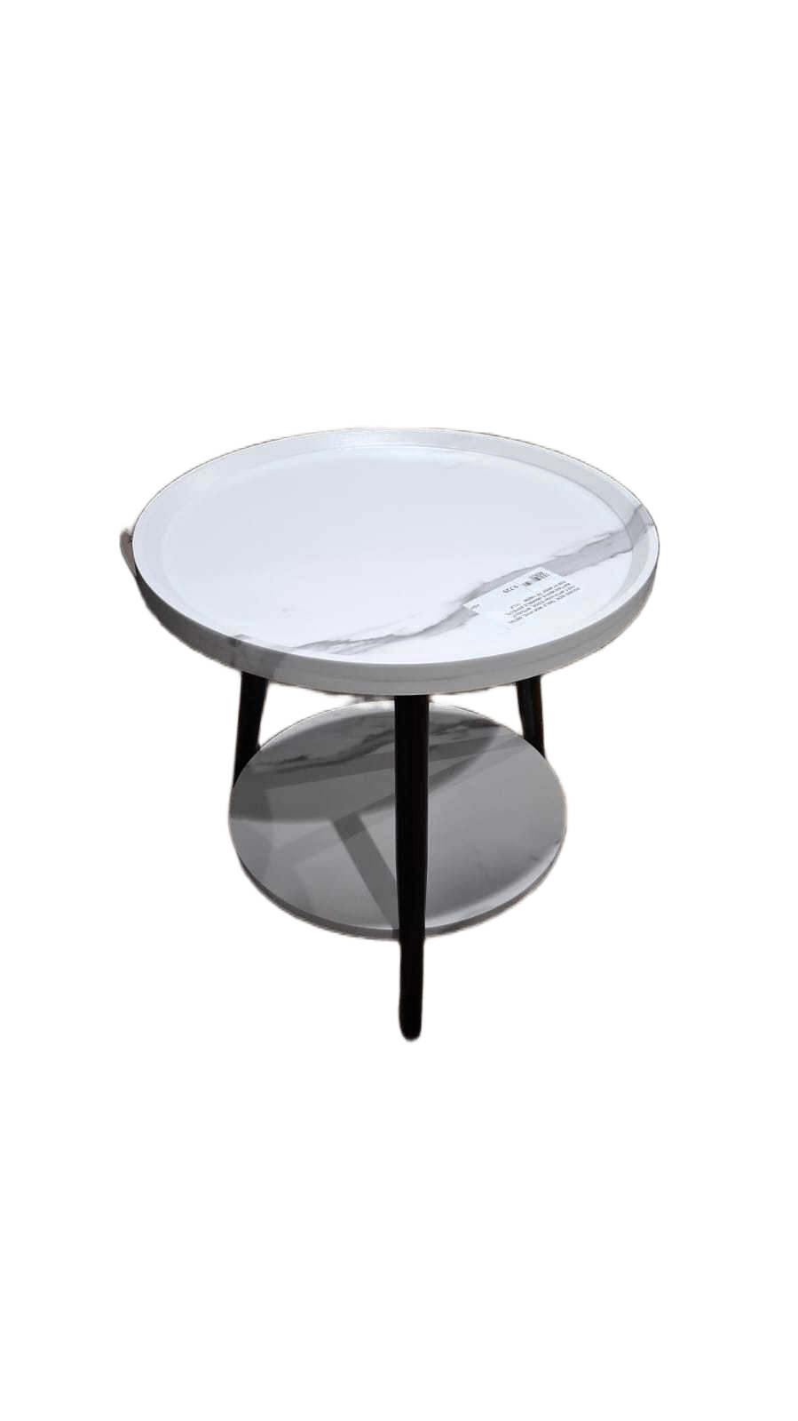 Side Table Round Mdf+pvc, Metal Feet With High Edge, Without Rattan White (Marble Effect) F50*47