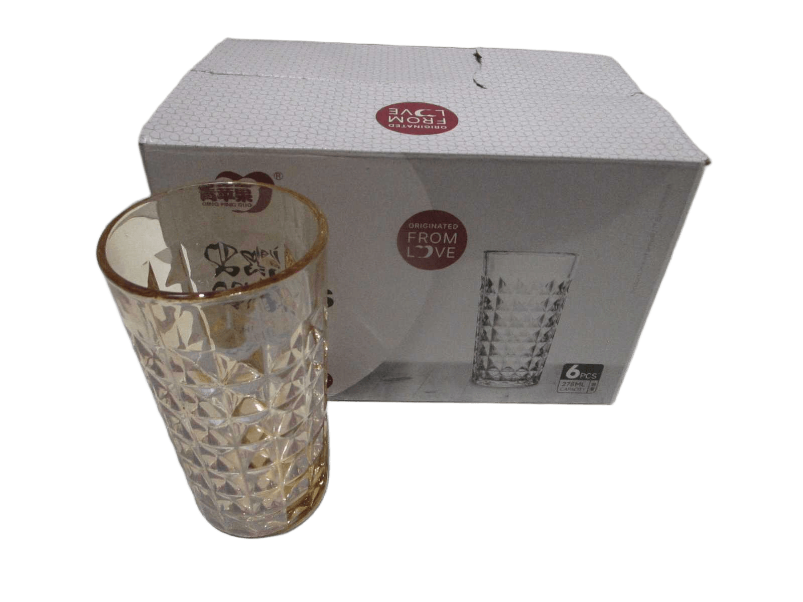 Color Box Set Of 6 Cup With In 1 Inner , 8 Box In 1 Outside Box Gold 270ml