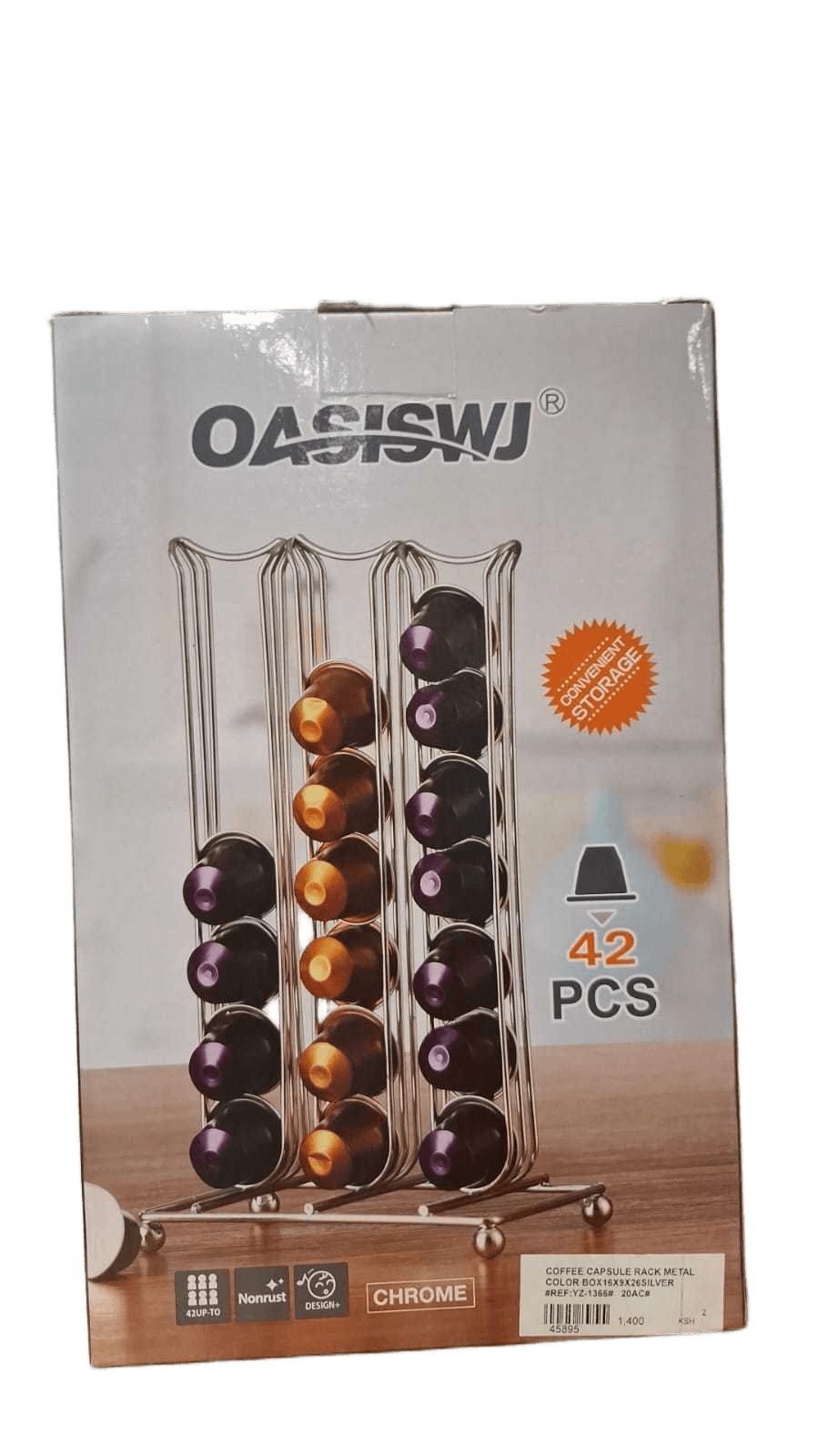 Coffee Capsule Rack Metal Color Box16x9x26silver