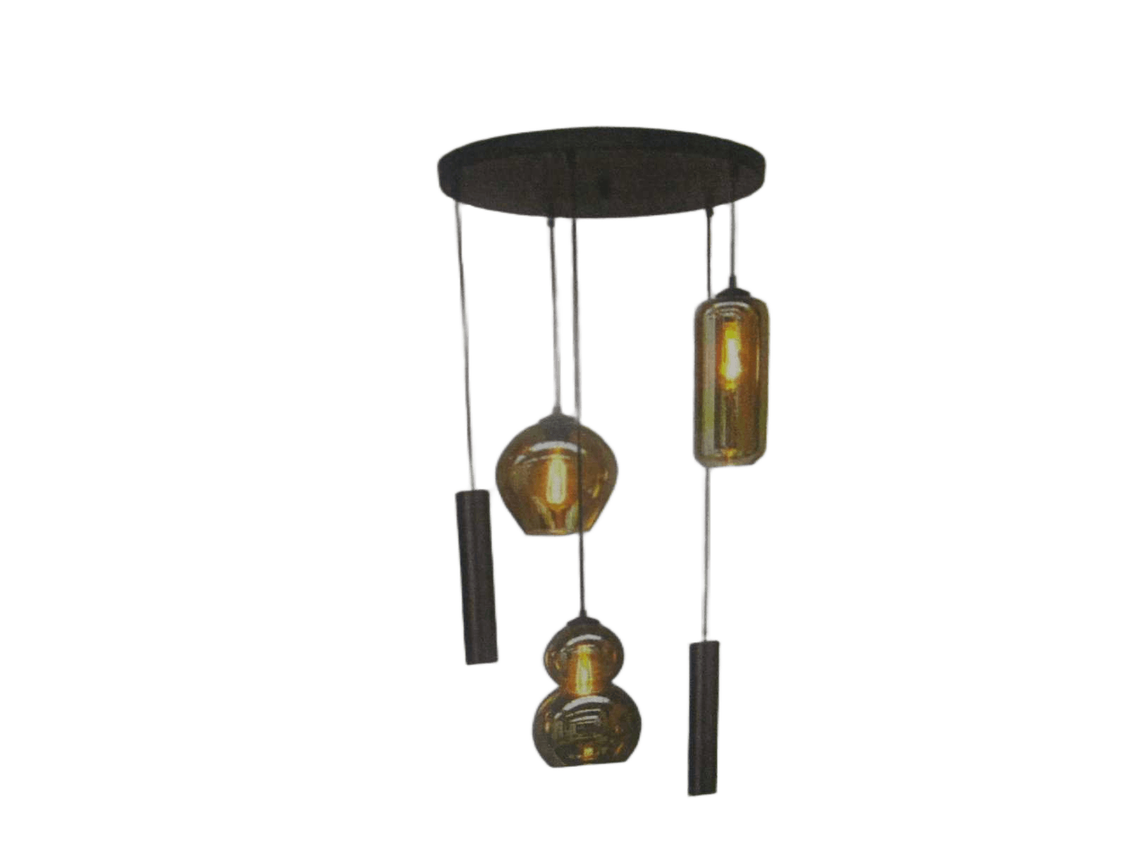 Hl Quinto 5-Light Matt Black Base Dia50cm 3x Quinto -05 Matt Black + 2x Run -05 Matt Black - Included Bulb Slx023960205 X3+ Mld49w36dgu10 X2 Black Fume Glass - Black