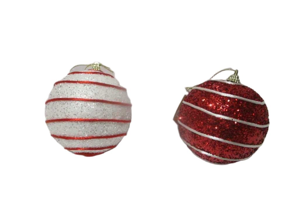Ball Xmas 100mm Red White 4ass