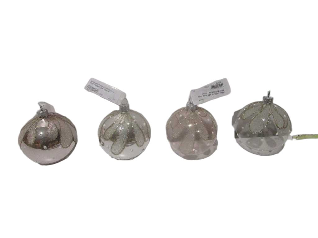 Ball Xmas Glass 80mm 4ass
