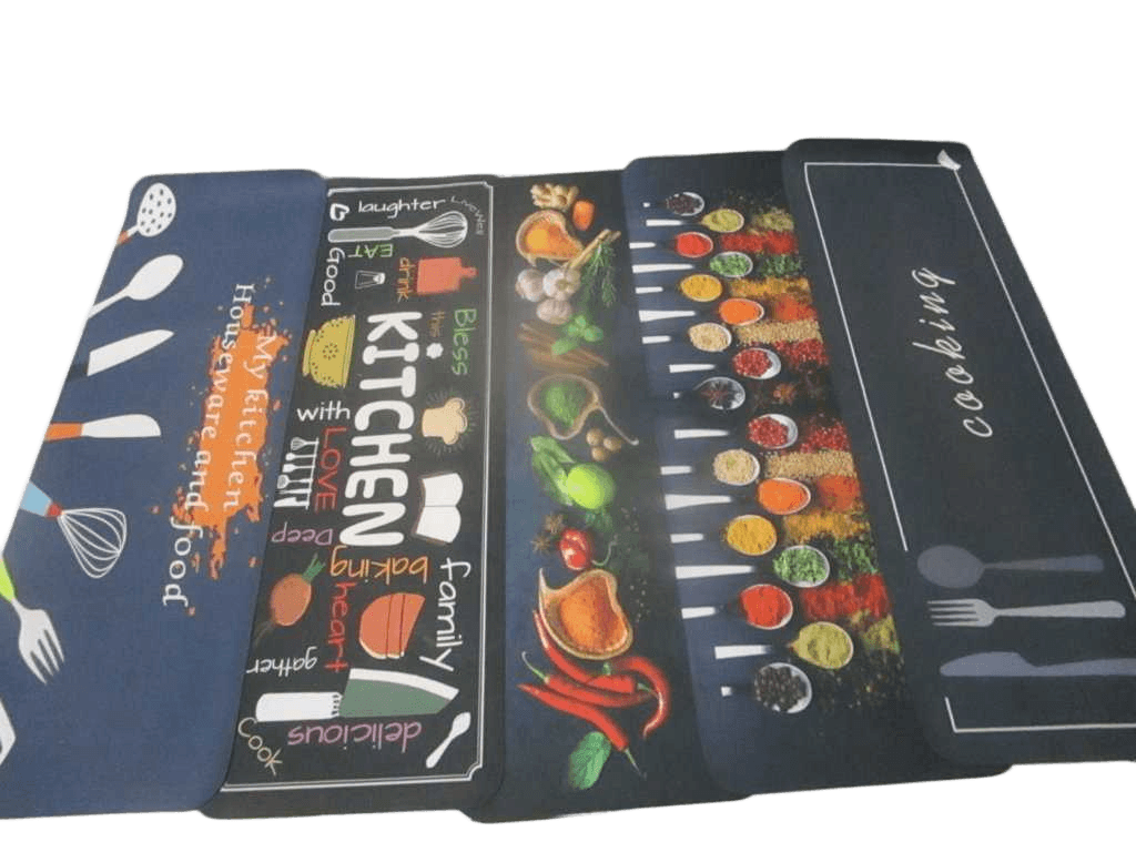 Kitchen Mat Hi Tec Textile, Rubber Back (5 Design Mix)2.5mm 760g/Pc Cooking+my Kitchen+vegetable+seasoner+kitchen 40x120