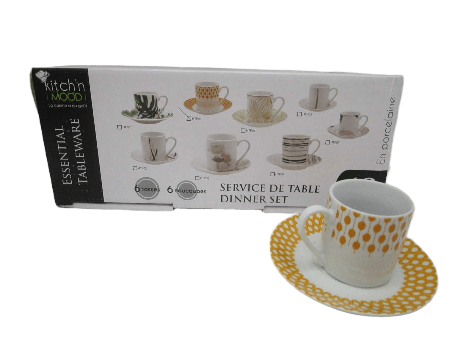 Round Coffe Set 6 Cups + 6 Saucers Porcelain90cc Straight Cup&saucer