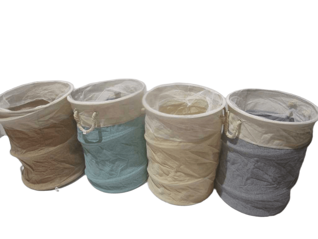 Laundry Bag With Handle Polyester +metal Frame Packing Opp Bag Beige/Grey/Coffee/Green Ass 40*60cm