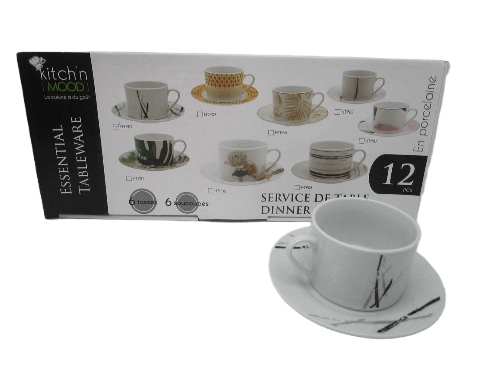 Round Tea Set 6 Cups + 6 Saucers Porcelain 200cc Straight Cup&saucer