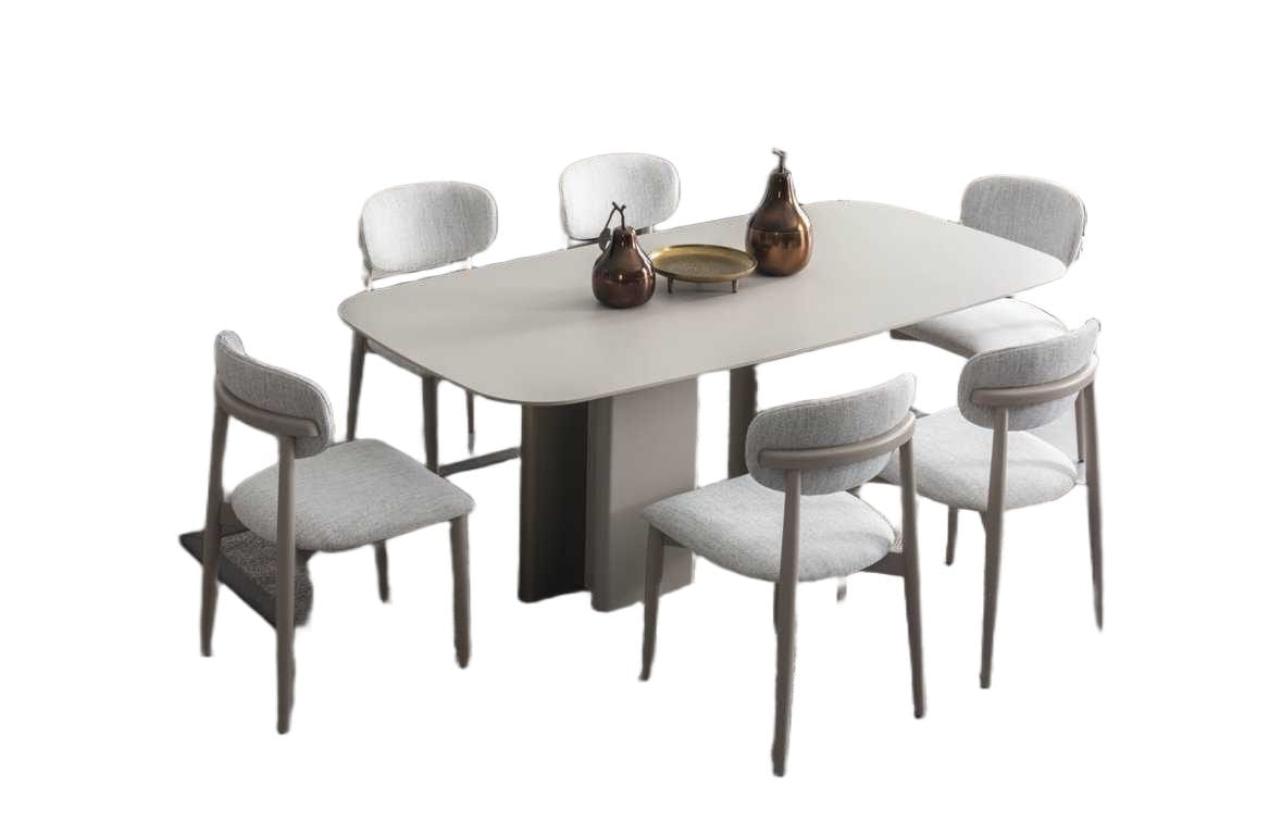 Dining Table 210 X104x76cm Melamine And Mdf Beige - Bronze