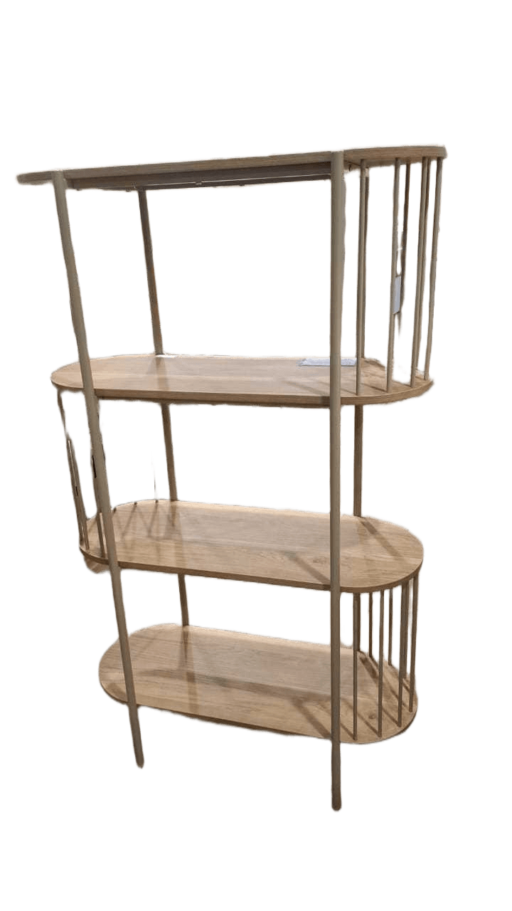 Bookshelf, 4 Levels Melamine, Iron Feet Iron Taupe Wood Oak 80*34*133.5